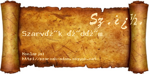 Szarvák Ádám névjegykártya