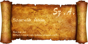 Szarvák Ádám névjegykártya